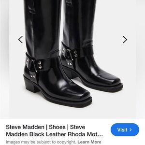 Steve Madden Black Leather Rhoda Boots size 7